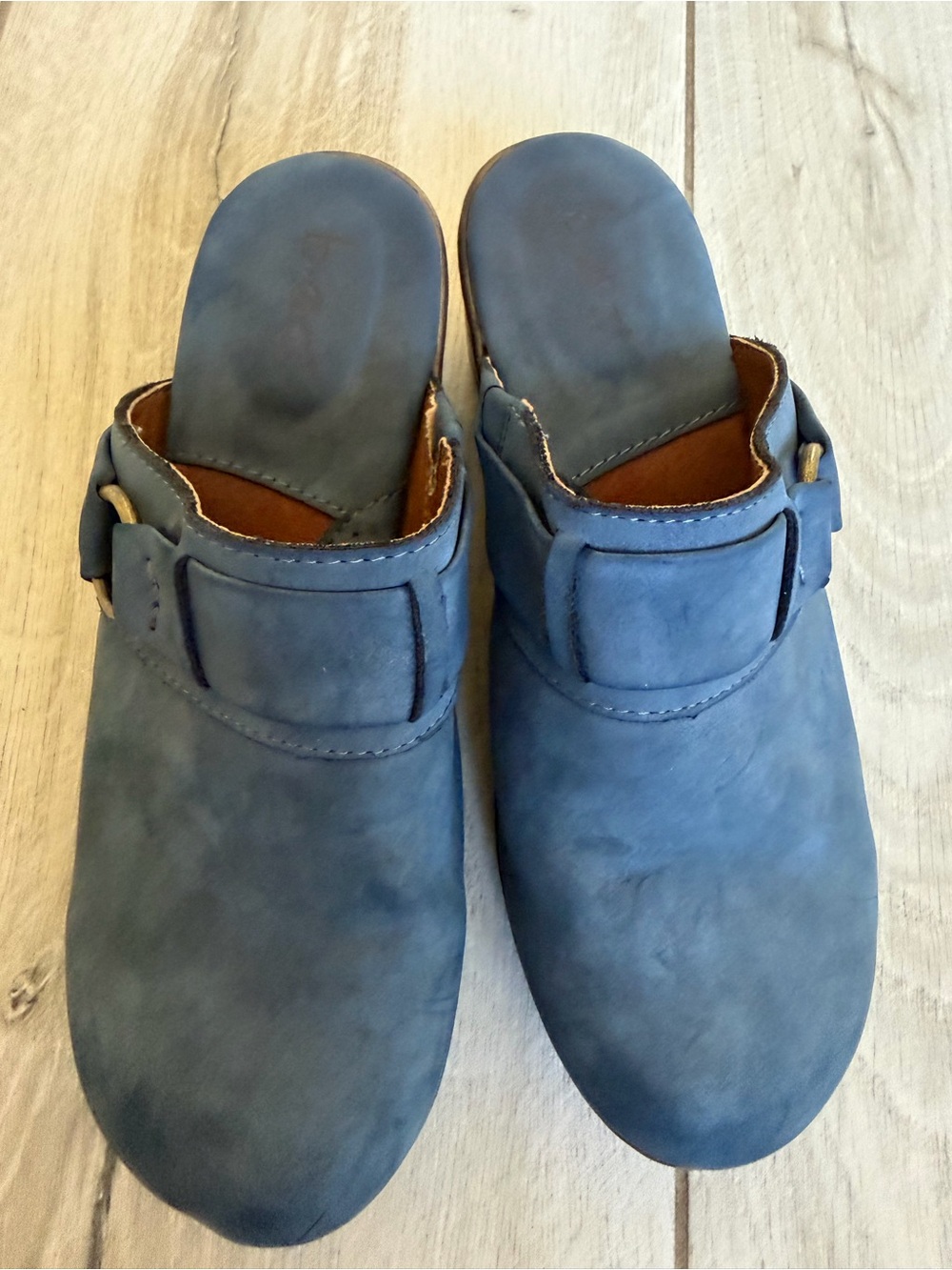boc Navy Blue Leather Slip-On Mules with Buckle